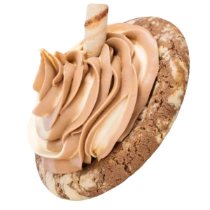 Crumbl Root Beer Float Cookie with vanilla buttercream and root beer glaze